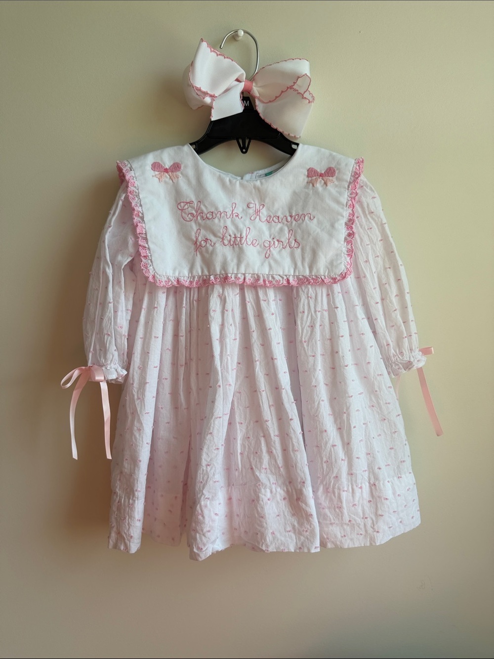 Classic Pink Embroidered Long-Sleeve dress for Girls